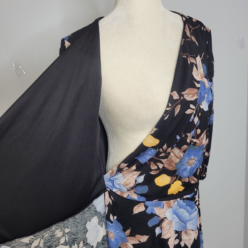 UNIQUE VINTAGE dress black‎ floral Kelsie stretch wrap 1X - Picture 6 of 12